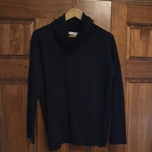 LOFT Blue Cowl Neck Sweater with Ribbed Cuffs